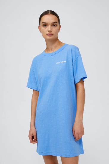 Jac + Mooki - Larissa Dress.  Round neckline, Short sleeves, Straight hemline, Relaxed oversized fit.  Fabric: 100% GOTS Certified Organic Cotton Slub (Global Organic Textile Standard)  Colour:  Miami  Style: JM8233