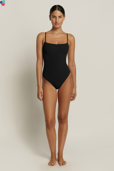 JETS - Jetset Square Neck Tank one-piece swimsuit.  Colour: Black  Style: J10781