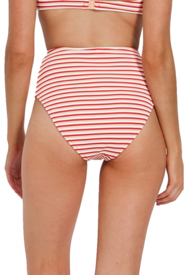 MILÉA - Rouge Stripe Tie Front High Waist Bikini Pant