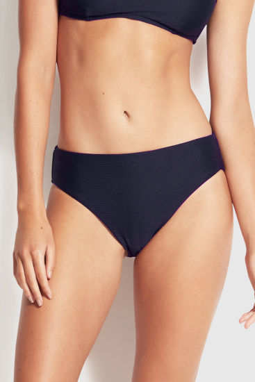Miléa - Mini Rib Mid Rise Bikini Pant.  Mid Rise style, bagged out style, low leg-line, greater coverage.  Colour Ink.  Style: 4199