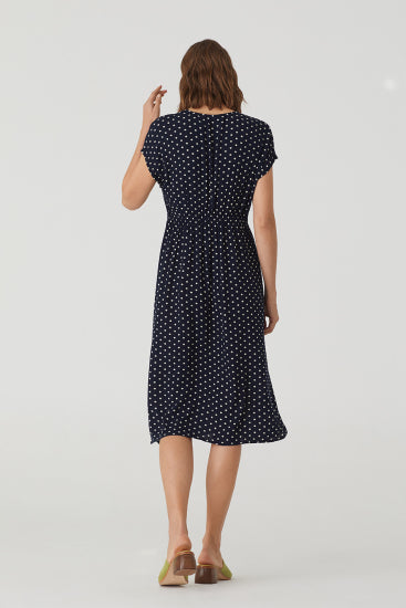 NICE THINGS - Bubbles Dot Print Midi Dress