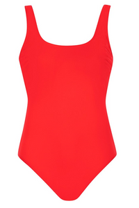 SUNFLAIR - Red Soft Cup Square-Neck 1-Piece